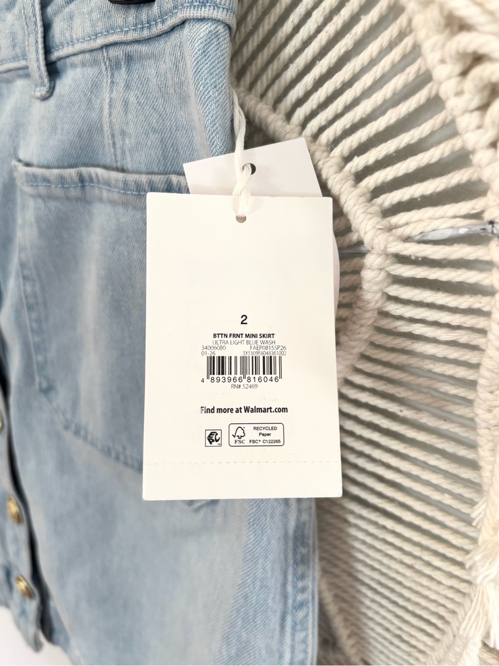 NWT Free Assembly Denim Button Front Mini Skirt Light Wash Gold Womens Size 2 - Picture 7 of 11